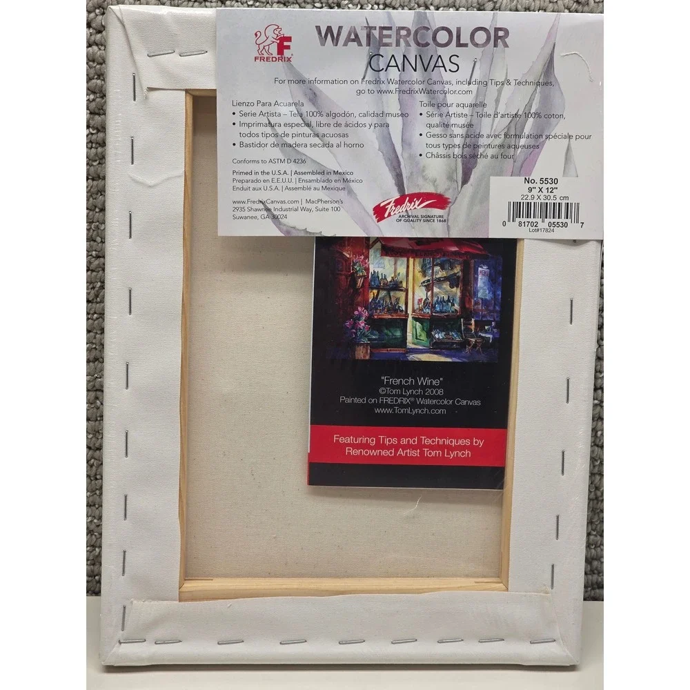 Fredrix Artist Series Watercolor Canvas 9x12 White Archival Cotton 5530 NEW